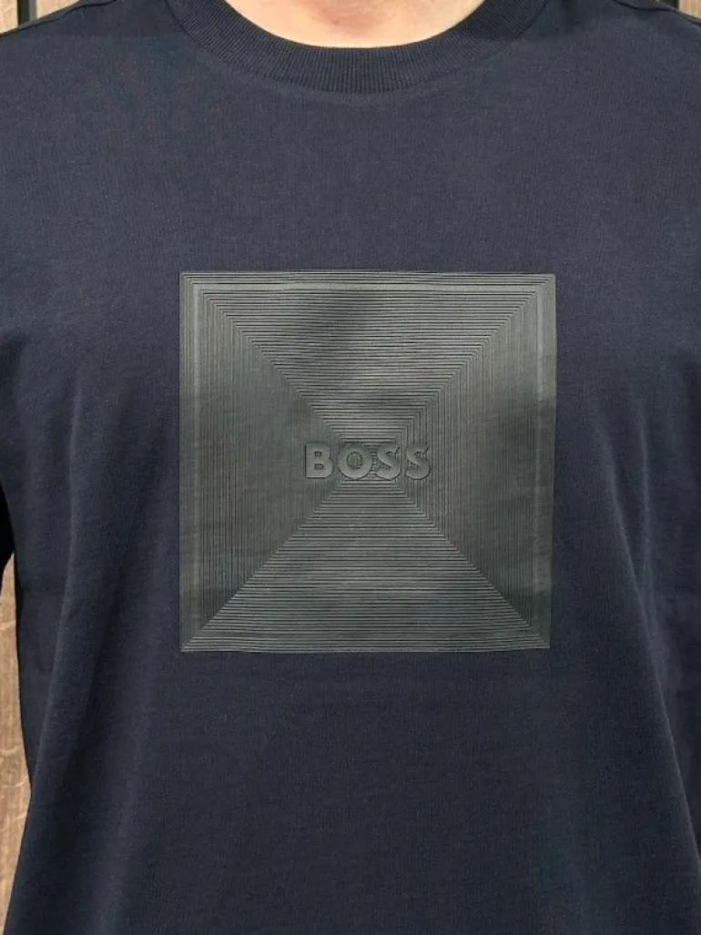 Boss - Tee Logo Rib - Blauw