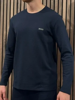 Boss - Waffle LS-Shirt - Blauw