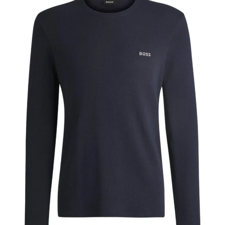 Boss - Waffle LS-Shirt - Blauw