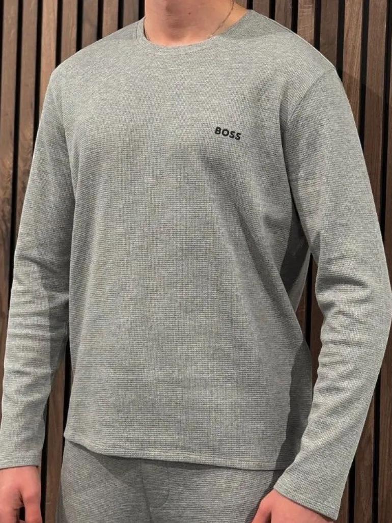 Boss - Waffle LS-Shirt - Grijs