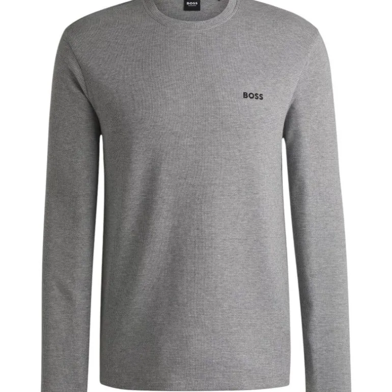 Boss - Waffle LS-Shirt - Grijs