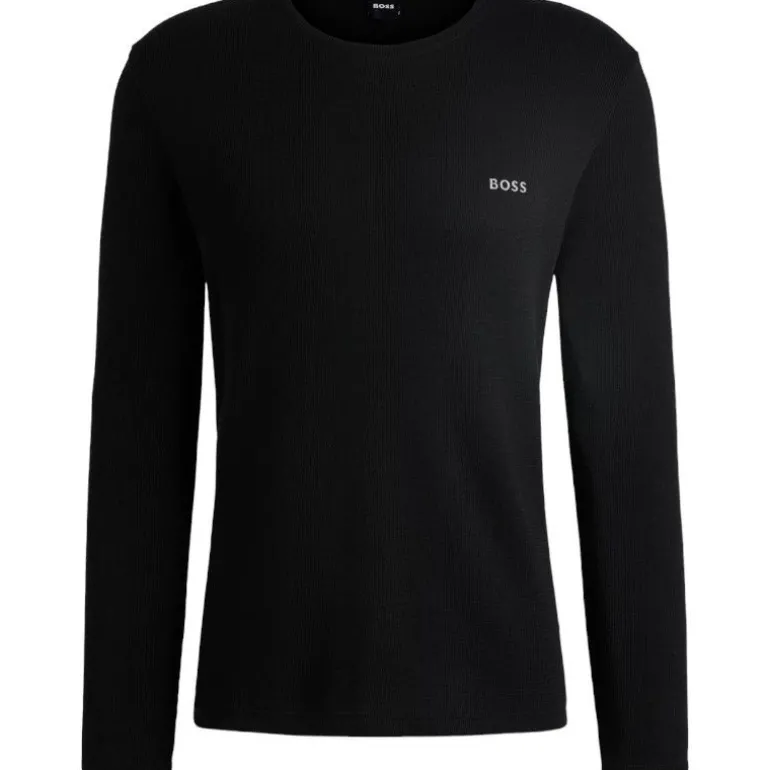 Boss - Waffle LS-Shirt - Zwart
