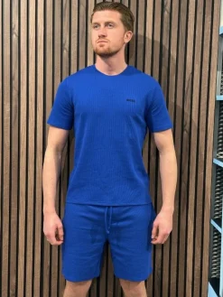 Boss - Waffle T-Shirt - Blauw