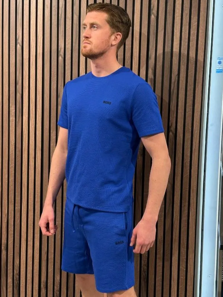 Boss - Waffle T-Shirt - Blauw