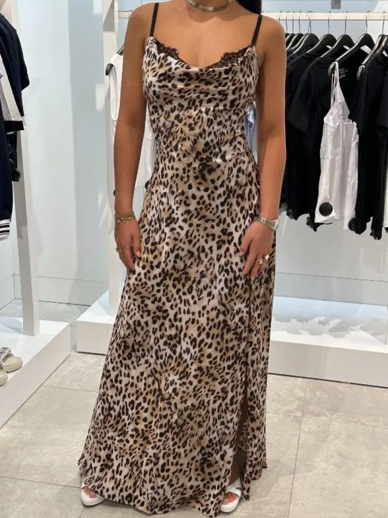 Guess - Adle Lace Neckline Long Dress - Bruin