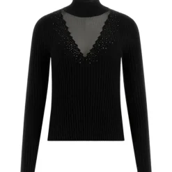 Guess - Alice Rhinestones Tn Ls Swtr - Zwart