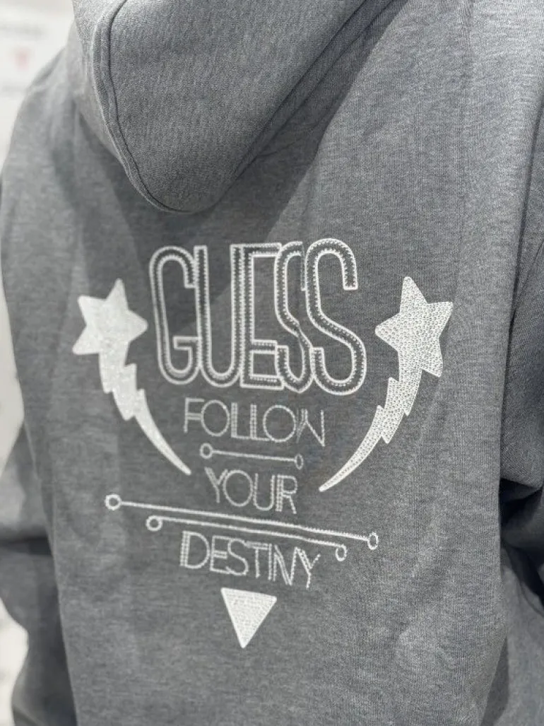 Guess - Hoodie Shiny Cord Sweater - Grijs