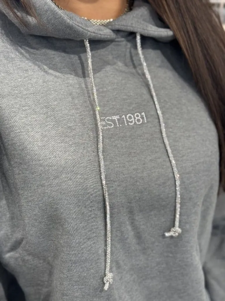 Guess - Hoodie Shiny Cord Sweater - Grijs