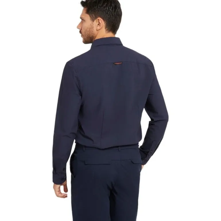 Guess - Ls Sunset Tech Shirt - Donkerblauw