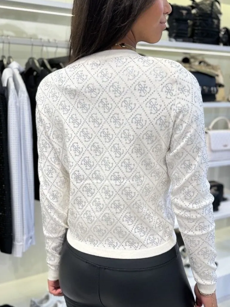 Guess - Paige 4G Stones Ls Cardi Sweater - Beige