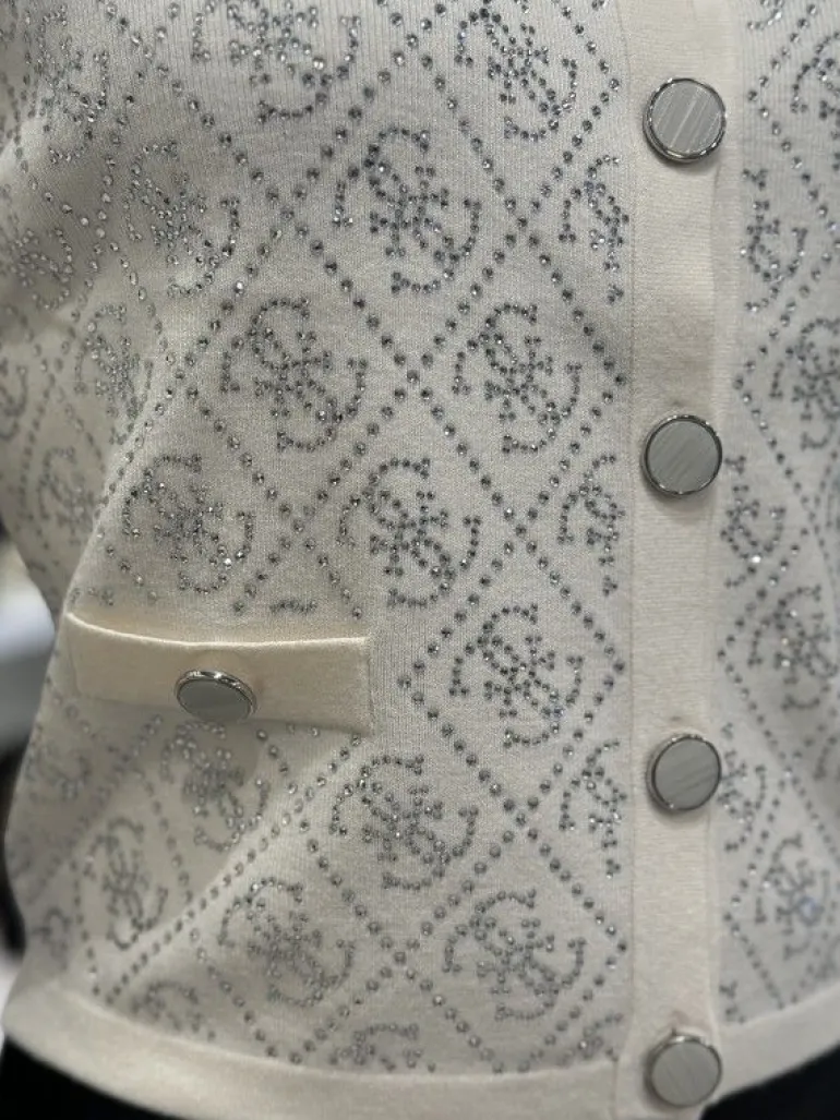 Guess - Paige 4G Stones Ls Cardi Sweater - Beige