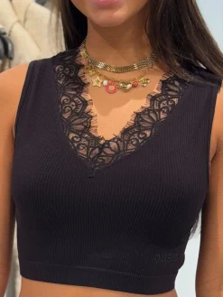 Guess - Raquel Lace Seamless Top - Zwart