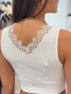 Guess - Raquel Lace Seamless Top - Wit