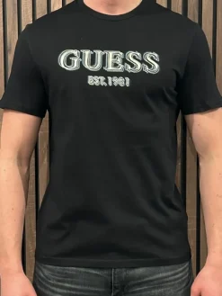 Guess - Ss Cn Guess Logo Tee - Zwart