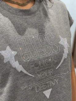 Guess - Ss Cn Sleeves Strass Detail - Grijs