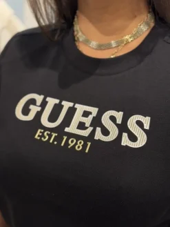 Guess Active - Cn Ss Cropped Washed Logo Tee - Zwart