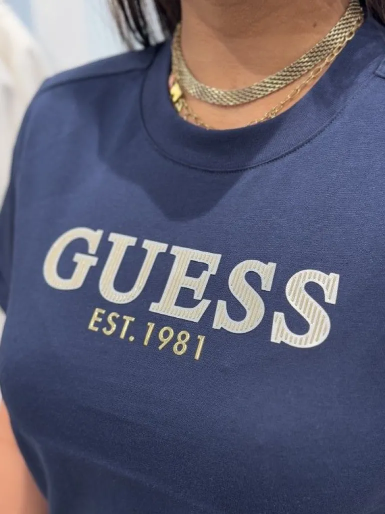 Guess Active - Cn Ss Cropped Washed Logo Tee - Blauw