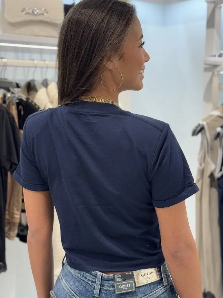 Guess Active - Cn Ss Cropped Washed Logo Tee - Blauw