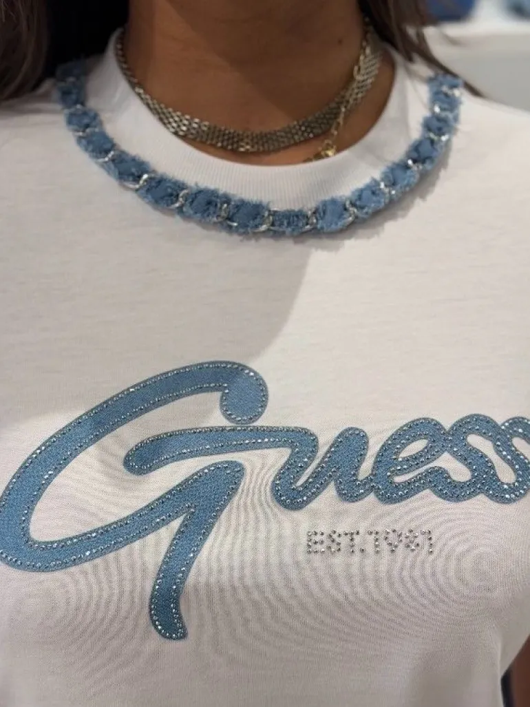 Guess Active - Cn Ss Jeans Chain Tee - Wit