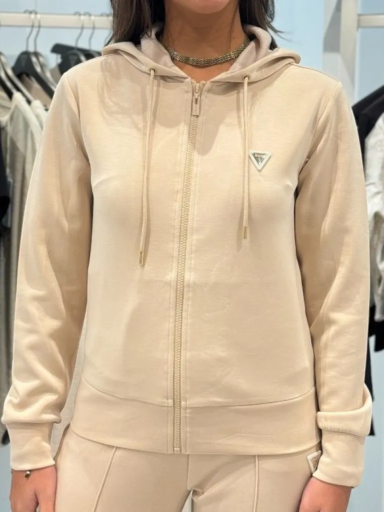 Guess Active - Olympe Full Zip Hoodie Sweatshirt - Beige