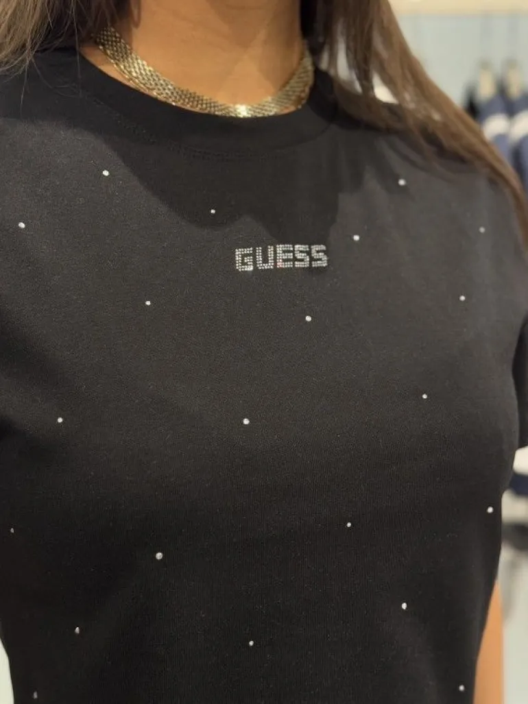 Guess Active - Primula Rhinestones Boxy Tee - Zwart