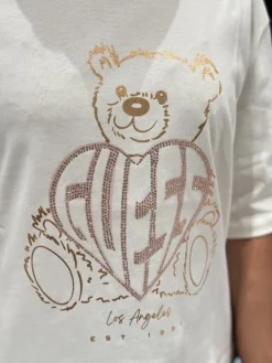 Guess Active - Rhinestone Bear Boxy T-shirt - Roze