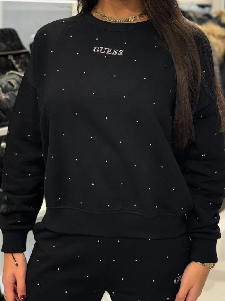 Guess Active - Rhinestones Cn Sweatshirt - Zwart