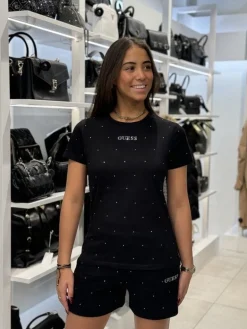 Guess Active - Rhinestones Ss Shirt - Zwart
