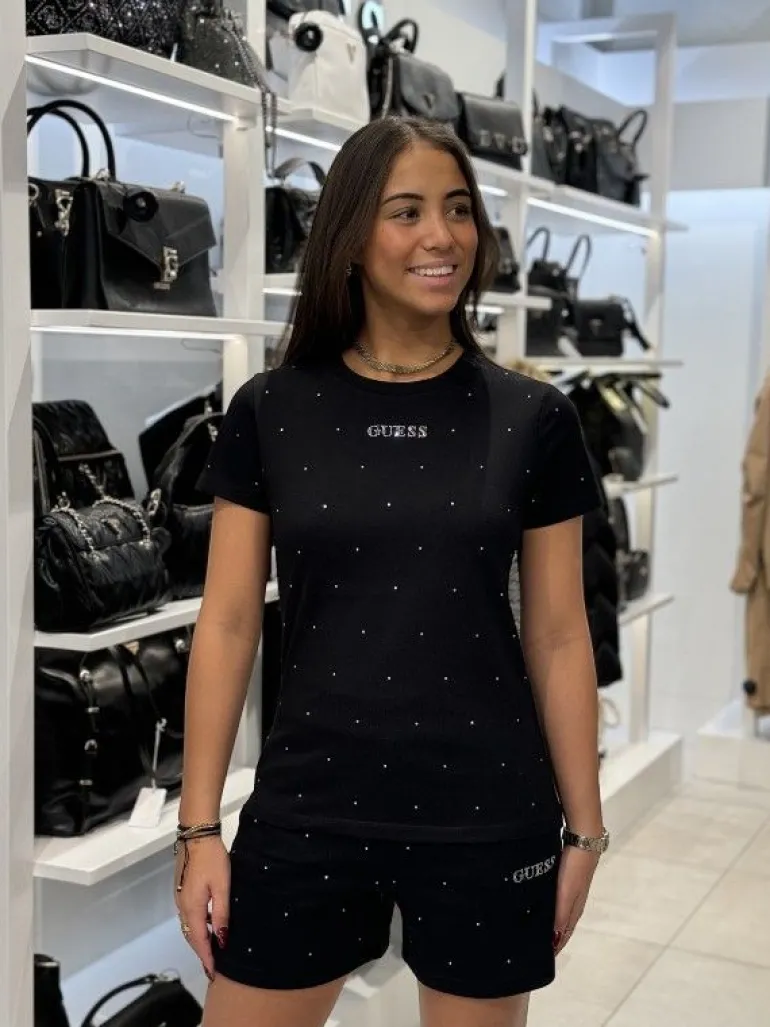 Guess Active - Rhinestones Ss Shirt - Zwart