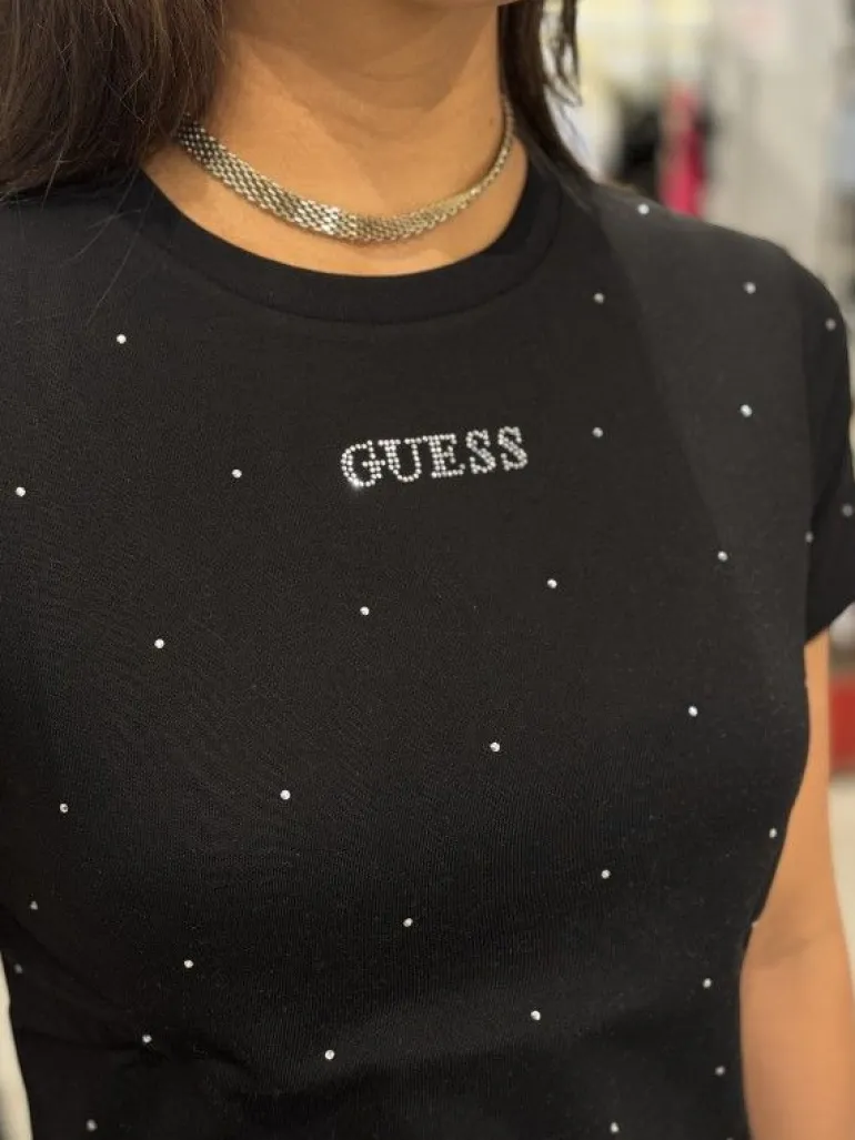 Guess Active - Rhinestones Ss Shirt - Zwart