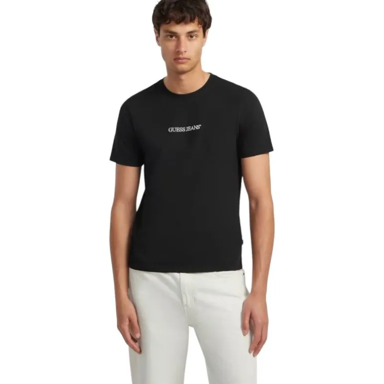 Guess Jeans - Gj Ss Cn Slim Logo Embro Tee - Zwart