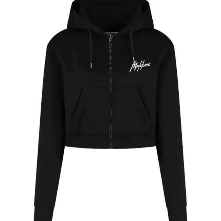 Malelions - Women Cropped Zip Hoodie - Zwart