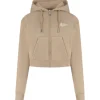 Malelions - Women Cropped Zip Hoodie - Beige