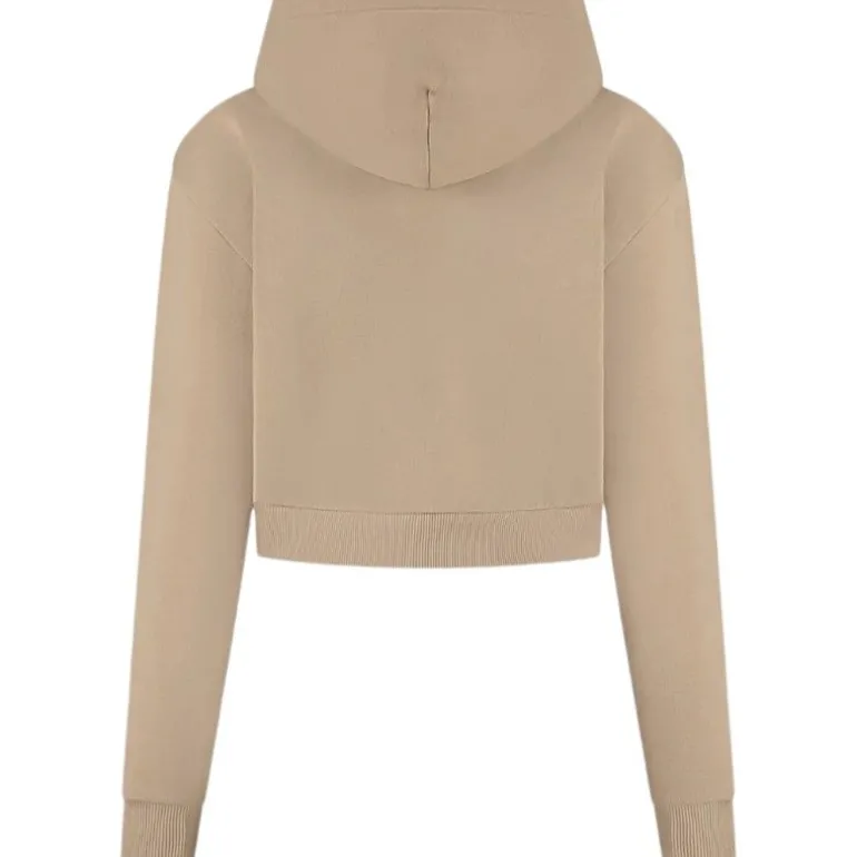 Malelions - Women Cropped Zip Hoodie - Beige