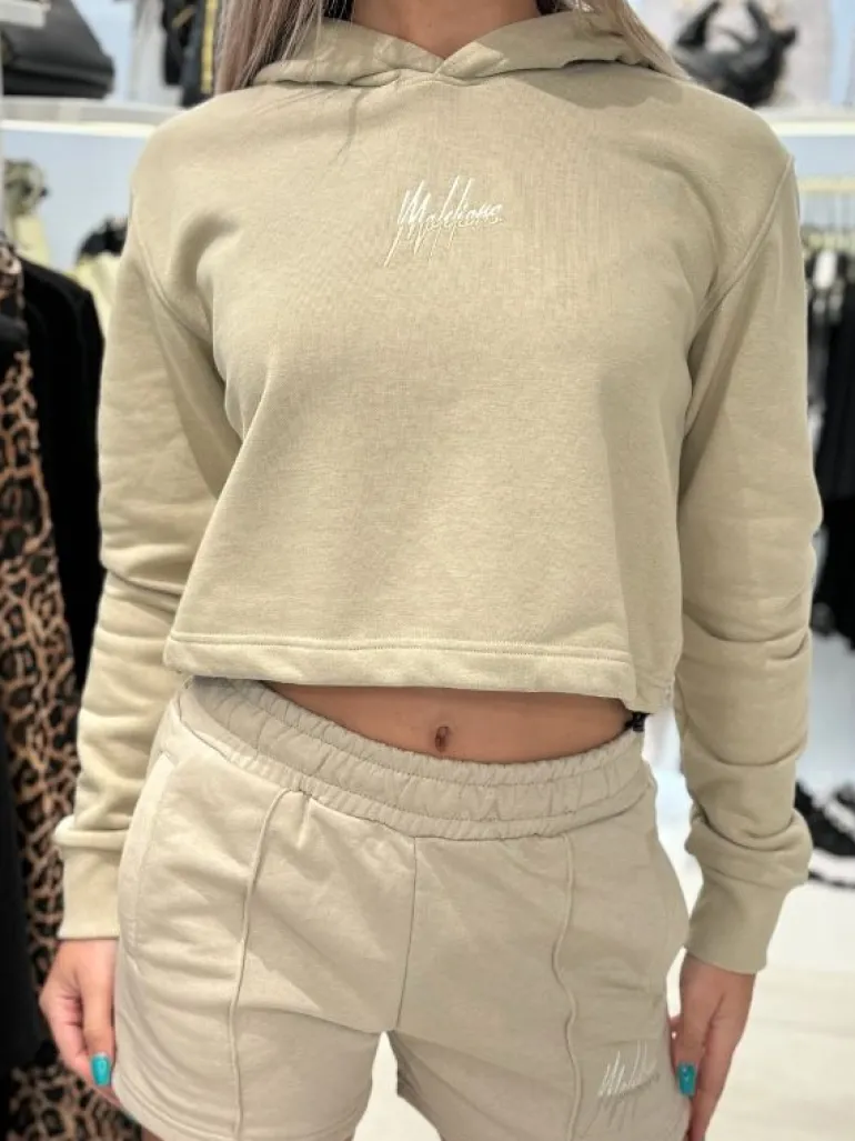 Malelions - Women Kiki Crop Hoodie - Beige