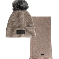 Malelions - Women Knitted Beanie Scarf Set - Middelbruin