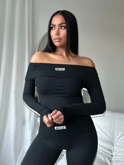 Unique The Label - Novi Off Shoulder Bodysuit - Zwart